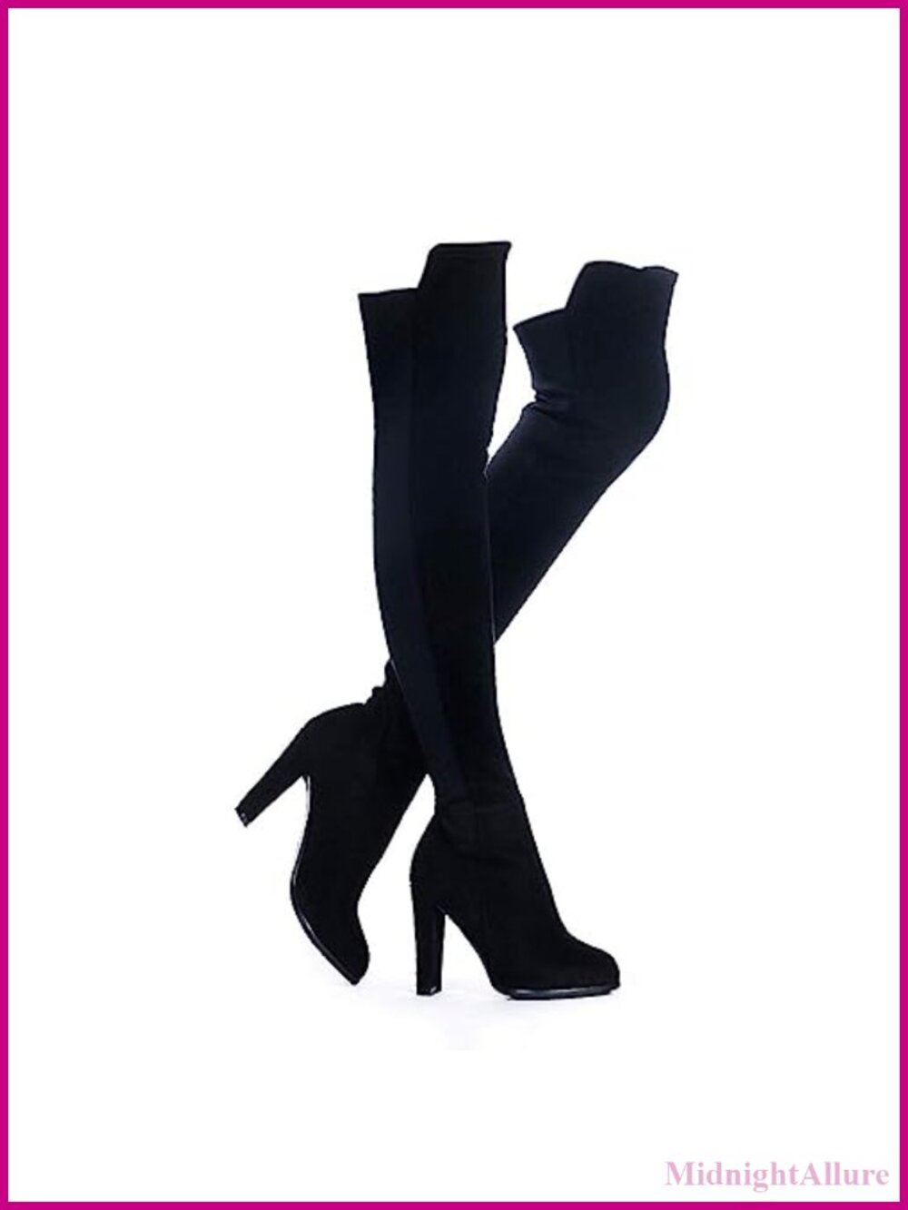 Faux Suede Chunky Heel Over The Knee Thigh High Boots